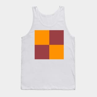 Fire Orange and Red Checkerboard Pattern Tank Top